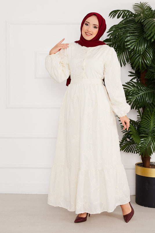 Brodeli Hijab Dress Ecru