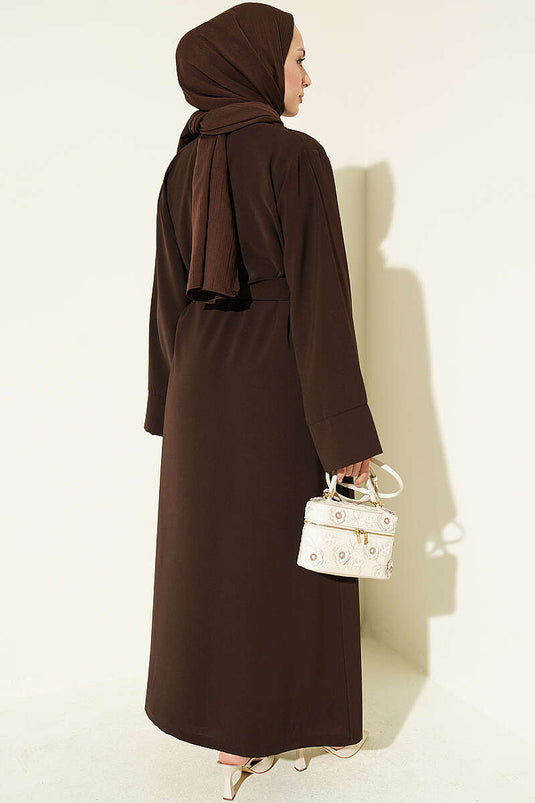 Completo Abaya Con Spilletta E Accessorio Caffè
