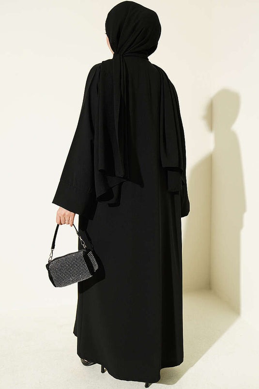 Schwarzes Abaya Set Mit Broschen-Accessoire