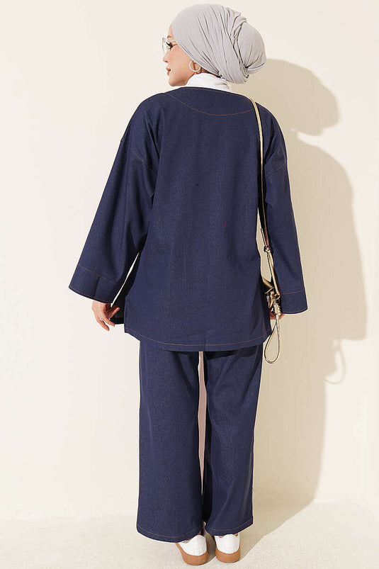 Ensemble Bleu Avec Broche Et Accessoires, Veste