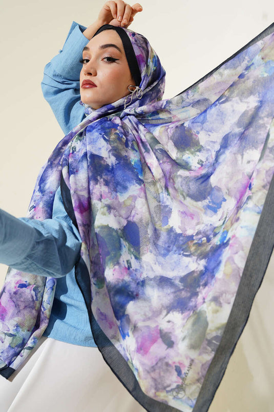 Châle Lina Lilas à motif de pinceau