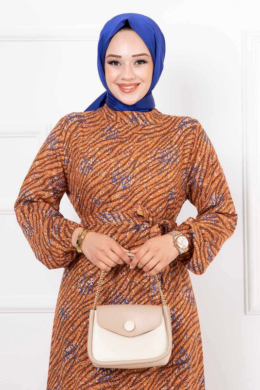 Robe Hijab à motifs Bukre Tan