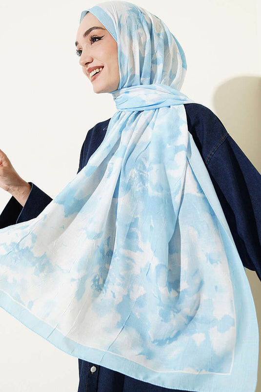 Écharpe En Bambou À Motif Nuages Bébé Bleu