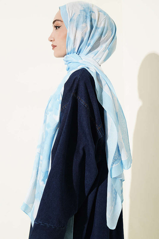 Écharpe En Bambou À Motif Nuages Bébé Bleu