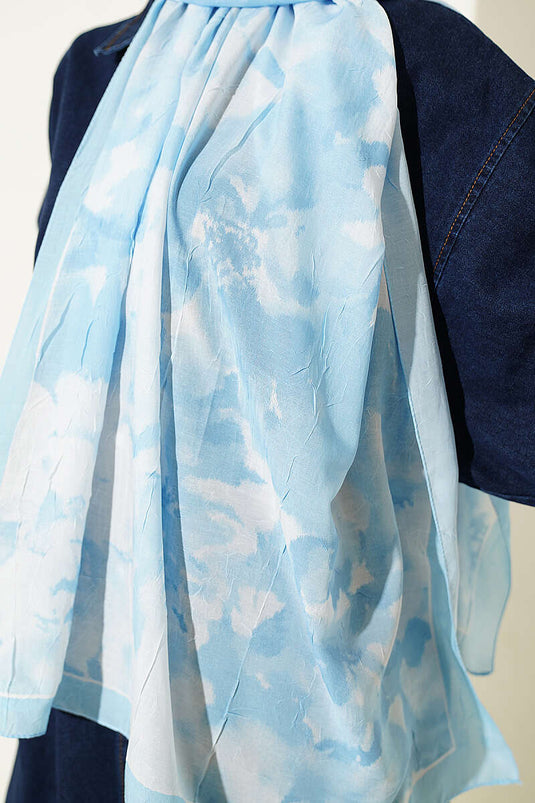 Écharpe En Bambou À Motif Nuages Bébé Bleu