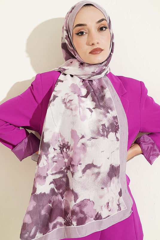 Écharpe En Bambou Lilas À Motif Nuage