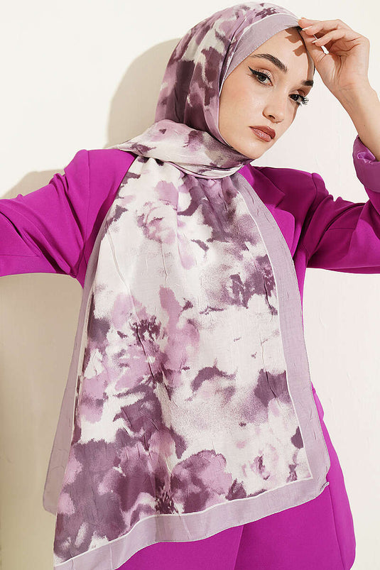 Écharpe En Bambou Lilas À Motif Nuage