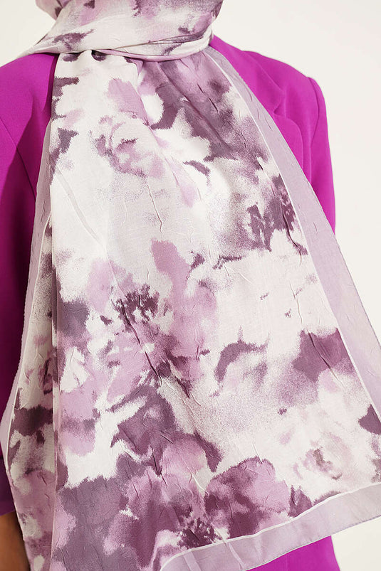 Écharpe En Bambou Lilas À Motif Nuage