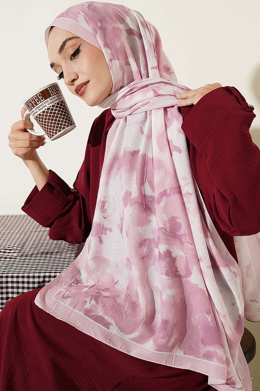 Écharpe En Bambou À Motif Nuages Rose
