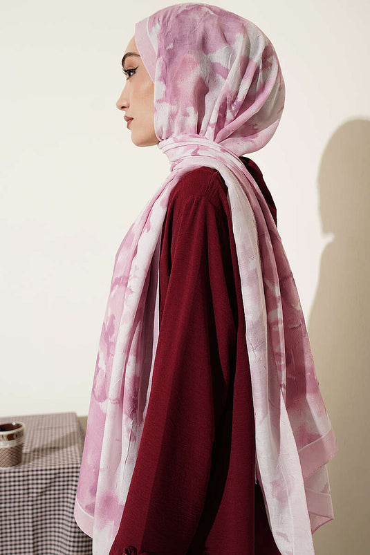 Écharpe En Bambou À Motif Nuages Rose