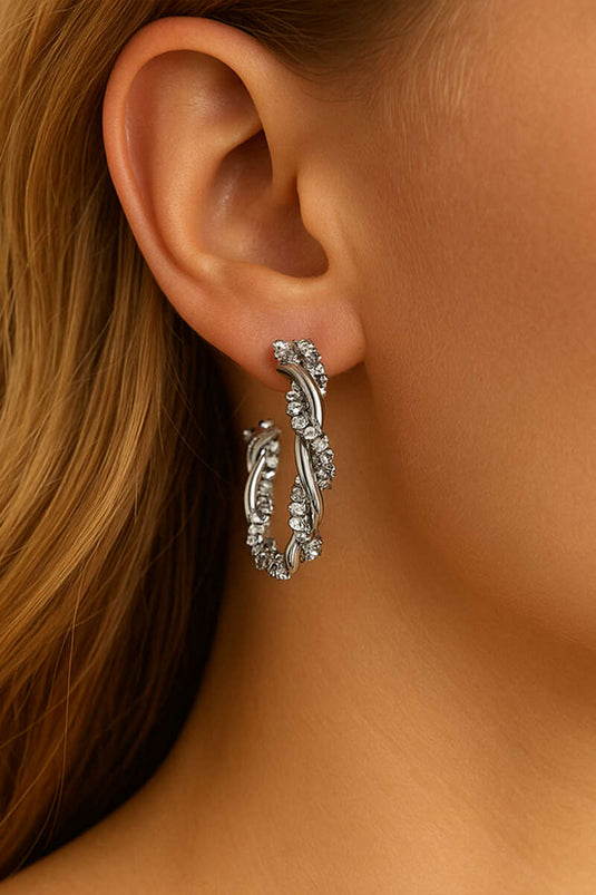 Boucles d'oreilles créoles torsadées en argent