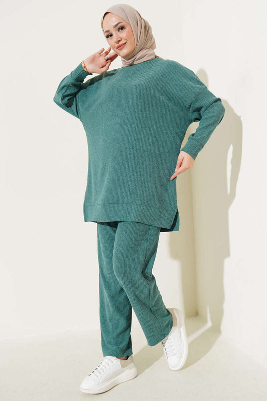 Bürümcük Basic Tunic Two Piece Set Green
