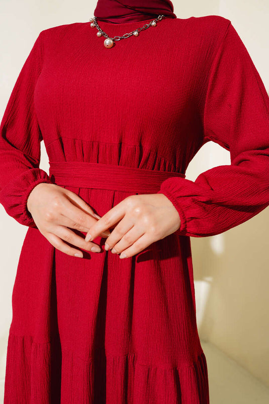 Bürümcük Layered Dress Burgundy