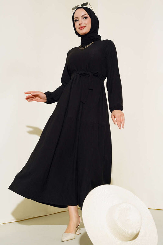 Robe en crêpe à plusieurs étages noire