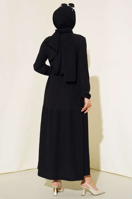 Robe en crêpe à plusieurs étages noire