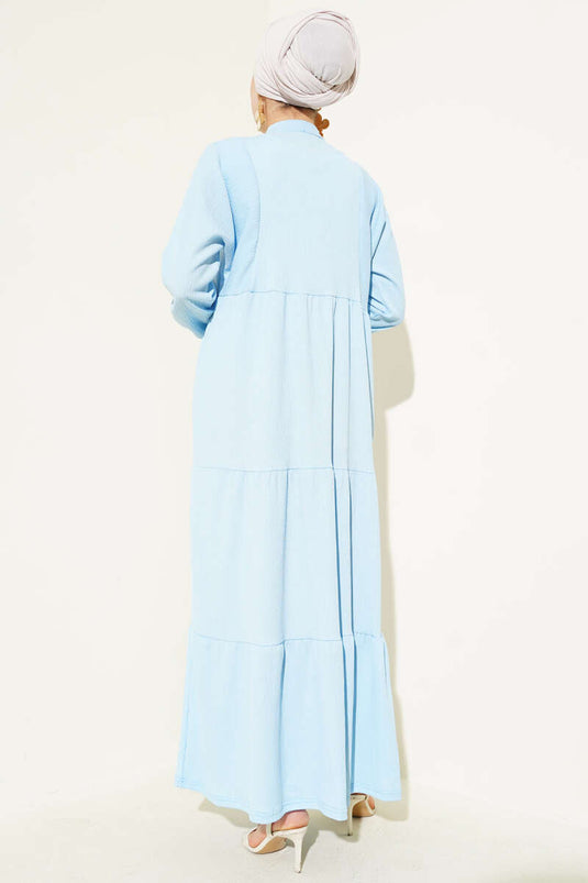 Crepe Button-Front Dress Blue