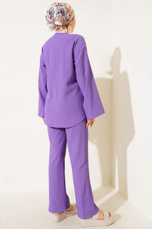 Bürümcük Önü İp Bağcıklı İkili Takım Lila