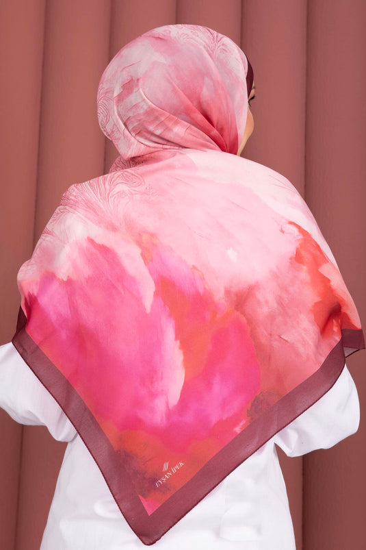 Büyük Floral Desen Şal Serisi Bordo