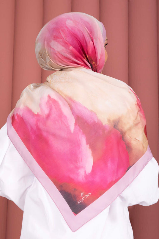 Large Floral Pattern Shawl Series Fuchsia