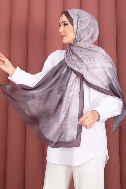 Large Floral Pattern Shawl Series In Coffee