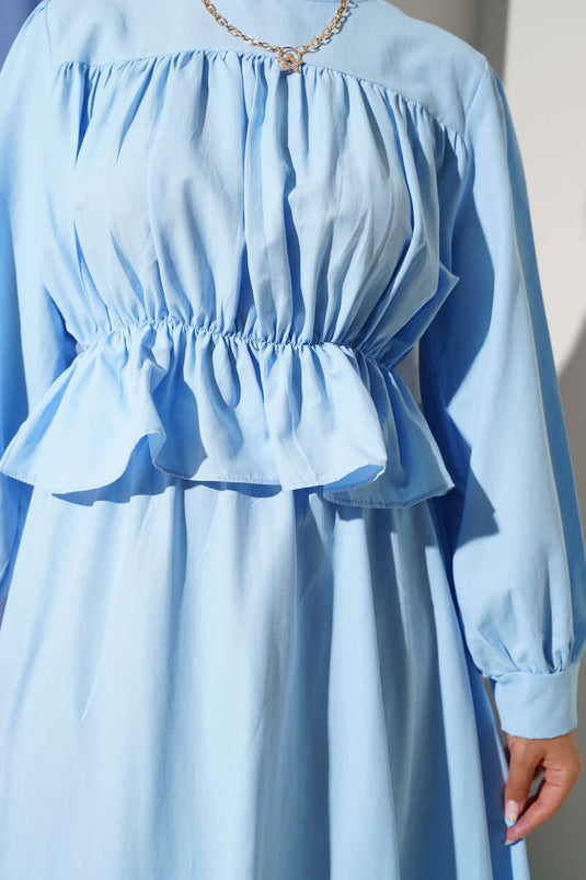 Blusen- und Rock-Set mit gerafftem Detail Babyblau