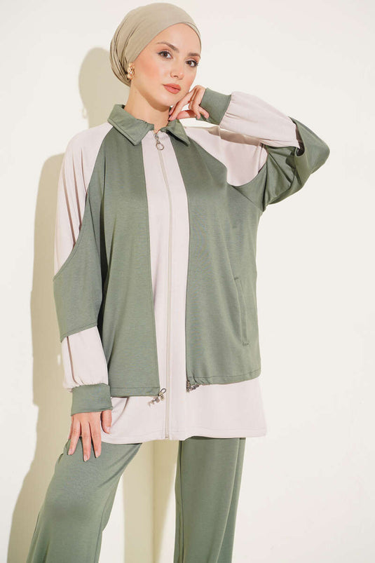 Completo In Maglia Con Stringa E Due Pezzi Haki