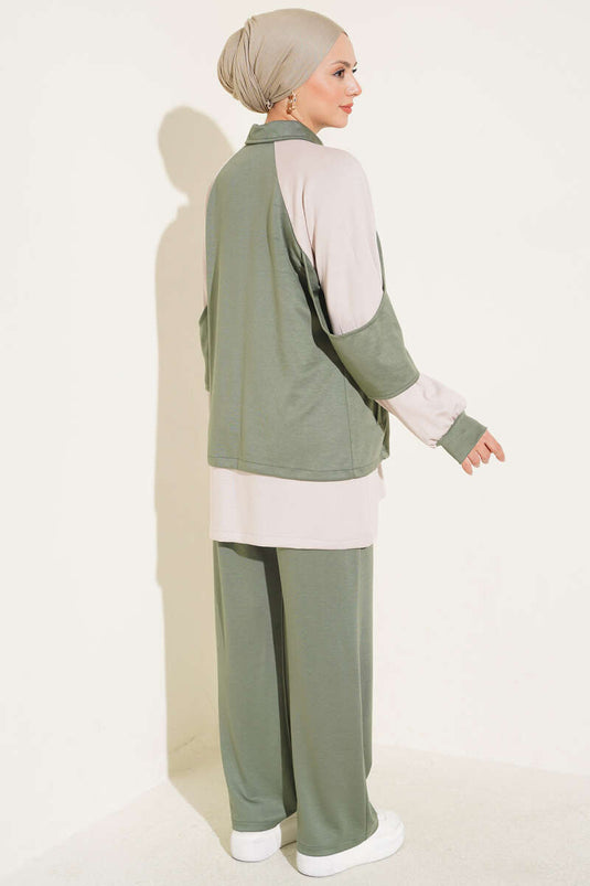 Completo In Maglia Con Stringa E Due Pezzi Haki