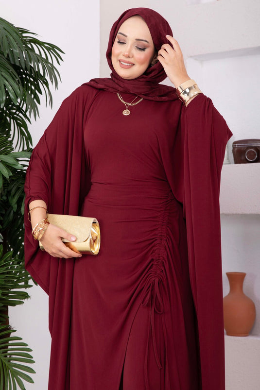 Completo Sandy Lungo Con Cintura Bordeaux