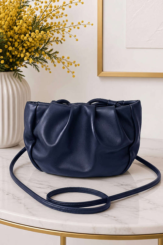 Bolso De Mano Azul Marino Con Cordón Para Mujer