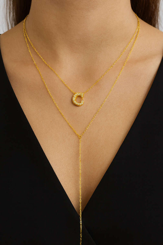 Gold Chain Necklace with Letter C