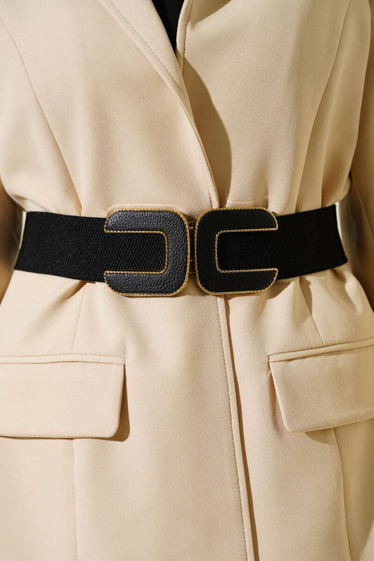Ceinture élastique noire avec logo C