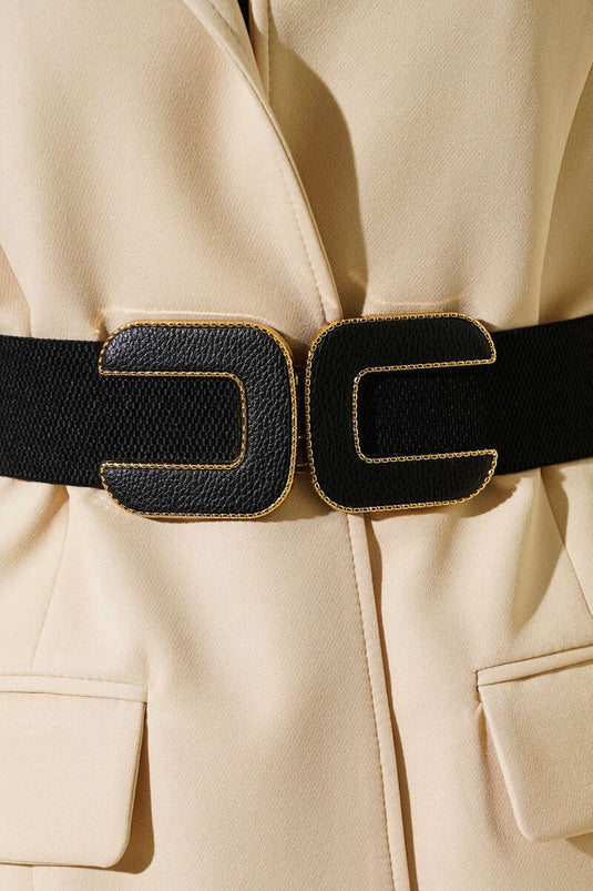Ceinture élastique noire avec logo C