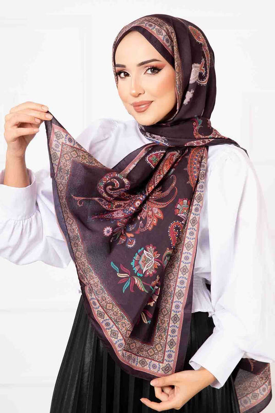 Flower Patterned Cotton Scarf -6