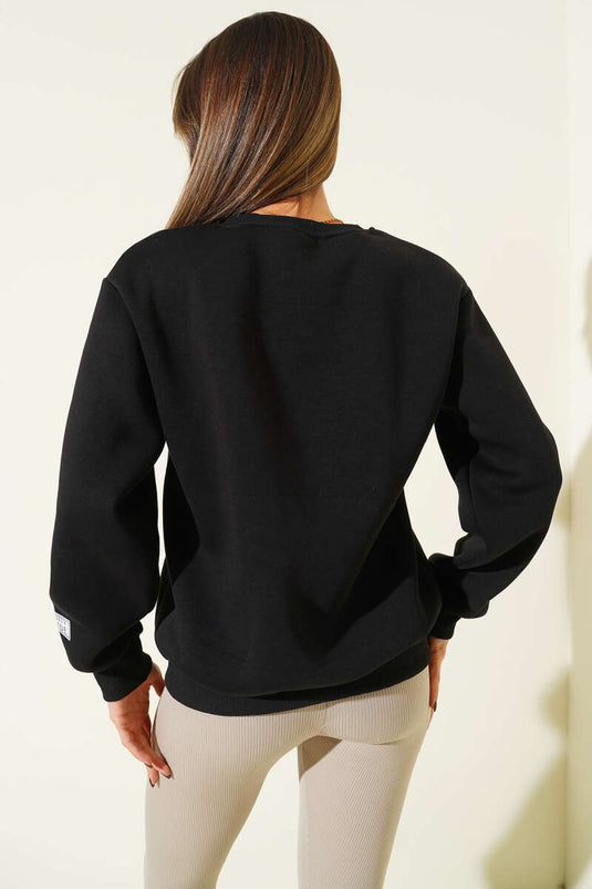 Sweat-shirt noir à imprimé Cambridge