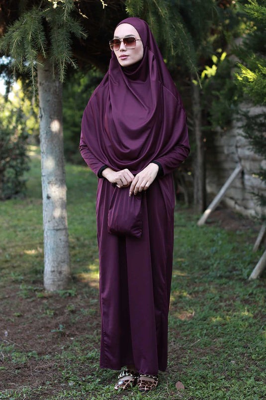 Robe de prière avec sac, prune