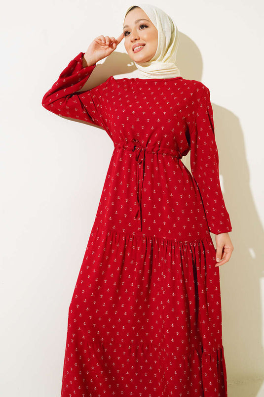 Robe nouée en corde à taille tunnel à motifs d'ancre Rouge Claret