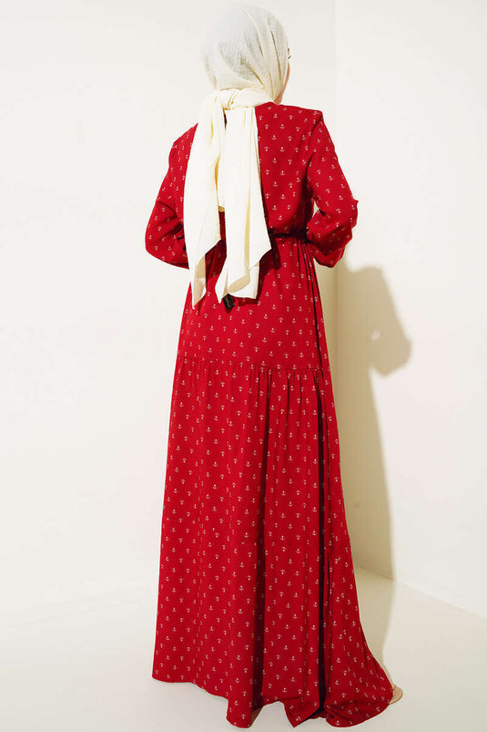 Robe nouée en corde à taille tunnel à motifs d'ancre Rouge Claret