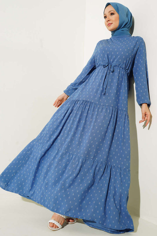 Robe nouée en corde à taille tunnel à motif ancre Indigo