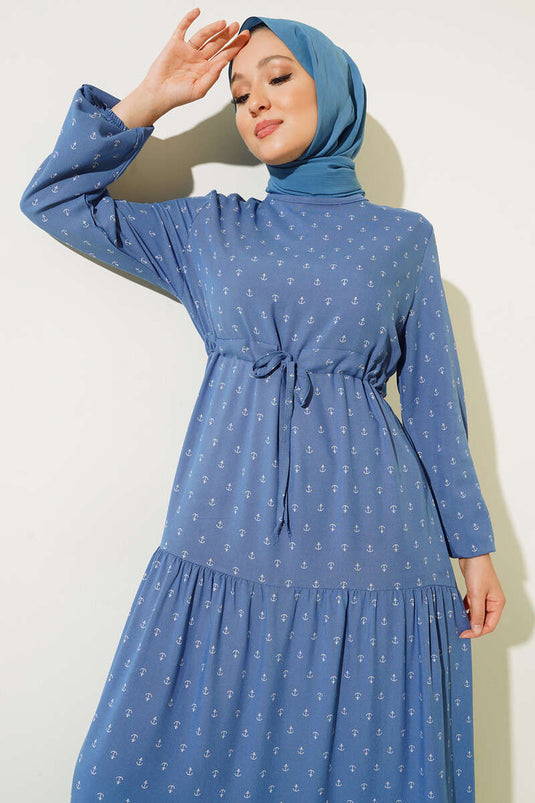 Robe nouée en corde à taille tunnel à motif ancre Indigo