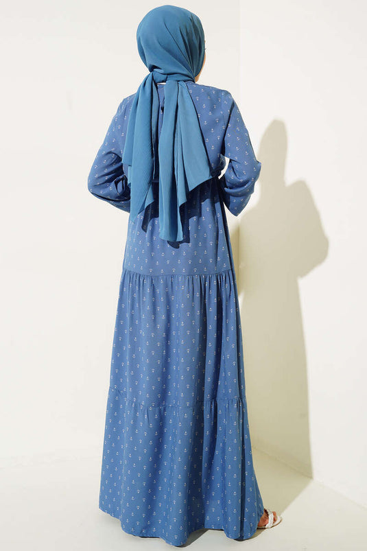 Robe nouée en corde à taille tunnel à motif ancre Indigo