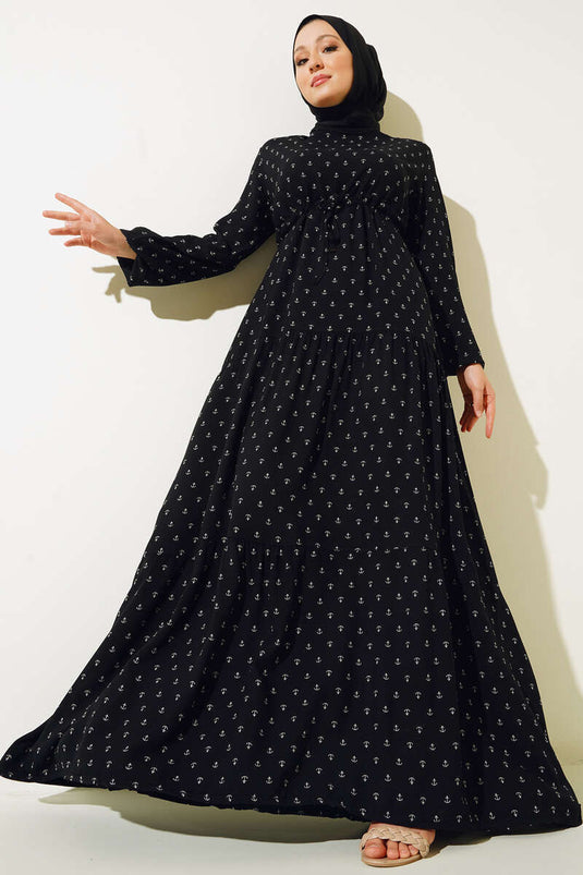 Robe nouée en corde à taille tunnel à motifs d'ancre noire