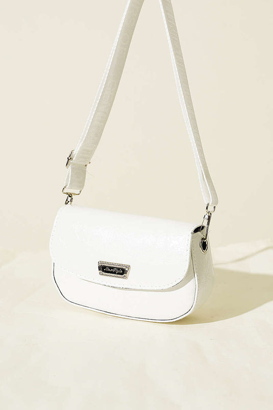 Sac en cuir verni à bandoulière croisée blanc