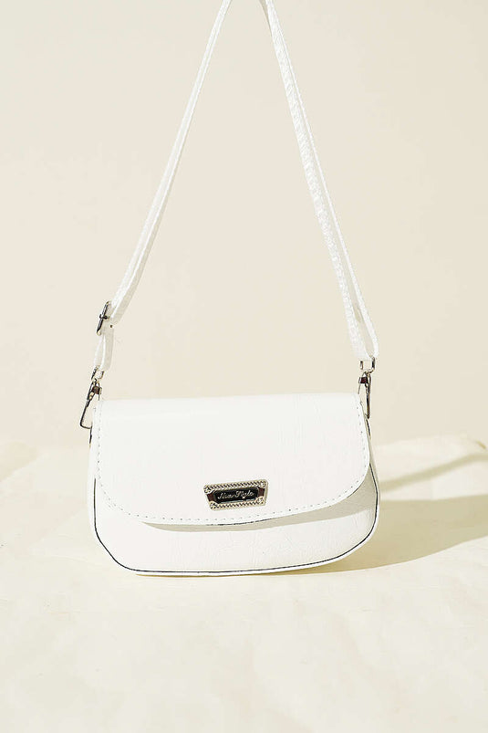 Sac en cuir verni à bandoulière croisée blanc
