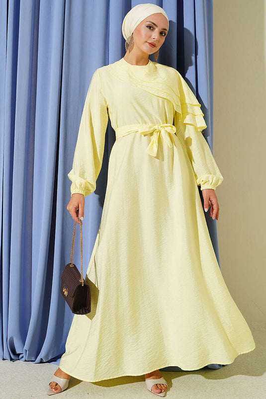 Robe Jaune À Volants Et Croisé