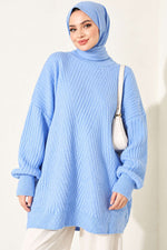 Tunique Longue En Tricot Rayé À Croix Bleu