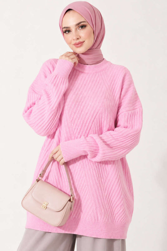 Tunique Rose À Rayures Croisées