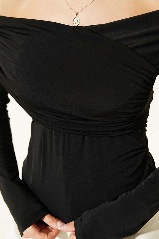 Cross Madonna Collar Sandy Blouse Black