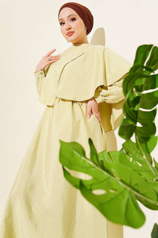 Robe en modal avec détail cape croisée vert d'eau