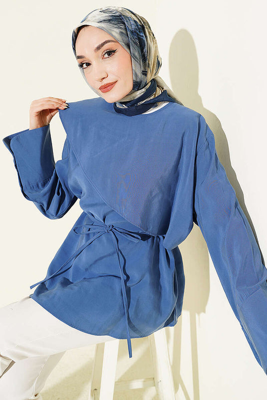 Cross Cape Modal Tunic Indigo