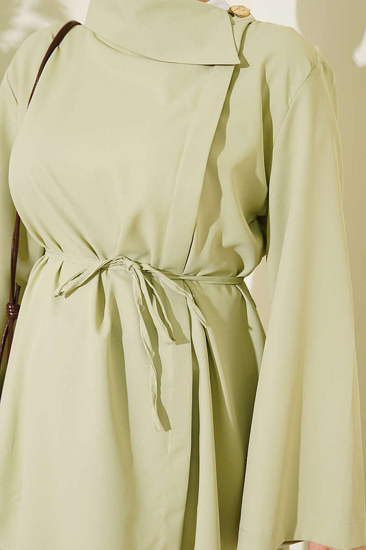 Kruishals Blouse Met Verborgen Knopen In Saliegroen